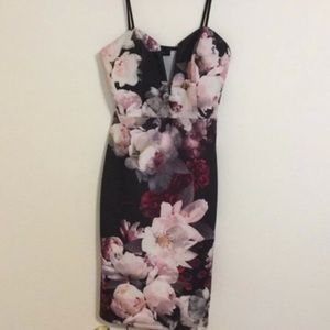 dark floral cocktail dress